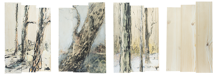 Les "Forêts" d'Albane Paillard-Brunet, artiste et plasticienne grenobloise, sont des sculptures sur pavés de bois.