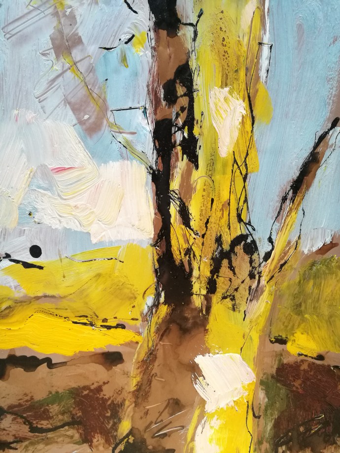 tronc d'arbre, écorce, sous les arbres par l'artiste peintre plasticienne grenobloise Albane Paillard-Brunet